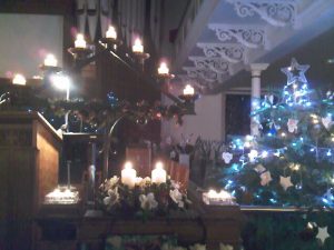 candles and Christmas tree