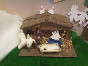 Nativity with knitted characters