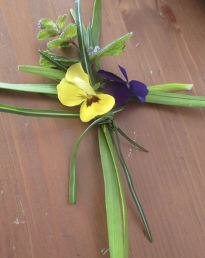 palm cross with flowers